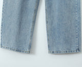 Women Spring Sexy Idle One Breasted Washed Straight Loose Wide Leg Jeans