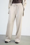 Women Clothing Summer Wrinkle Effect Double Breasted Blazer Elastic Waist Straight Leg Pants