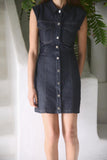 Summer Denim Mini Pleated Sleeveless Dress