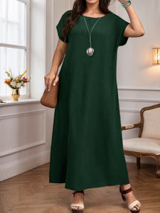 Plus Size Women Summer round Neck Elegant Maxi Dress