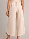 Ladies Spring Summer Casual Set Flying Sleeves Loose Short Sleeve Top Cropped Wide Leg Pants Sets