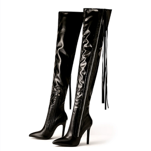 Long Boots Stiletto Heel Tassel Thin Effect Sexy Nightclub High Heel over the Knee Side Zipper Long Boots over the Knee Knight Boots