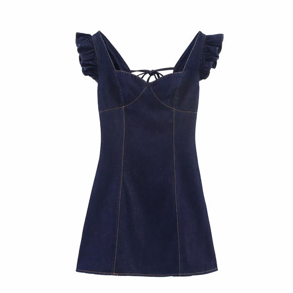 Summer Women Clothing Wash Denim Flying Sleeves Design Vest