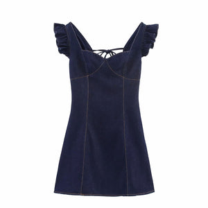Summer Women Clothing Wash Denim Flying Sleeves Design Vest