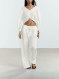 Women Clothing Asymmetric Solid Wide Leg Pant Sets