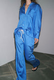 Simple Loose Striped Shirt Pajamas Pants Sets