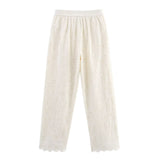 Summer Hollow Out Cutout Embroidered Shirt Pants Sets