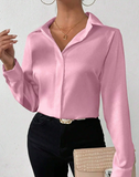 Women Clothing Satin Shirt Women Satin Silk like Long Sleeved Shirt Women Clothing