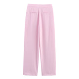 Women Feather Cuff Blazer Elegant Straight Leg Trousers Sets