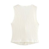 Summer Texture Vest Top Texture Straight-Leg Pants Set