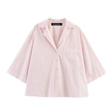 Women Clothing Casual Short Shirt Wide Leg Pants Sets