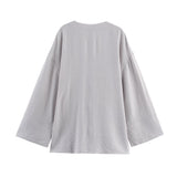 Women Spring Design Long Sleeve Top Wide Leg Pants Sets
