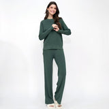 Women Winter Loose Knitted Long Sleeved Round Neck Sweater And Pants Two Piece Set