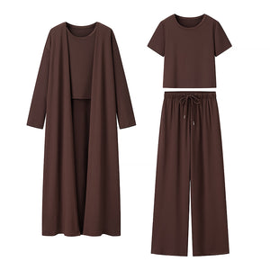 Autumn Winter Fashionable Knitted Three Suit Women Knitted Slim Graceful Vest Trousers Sports Work Pant