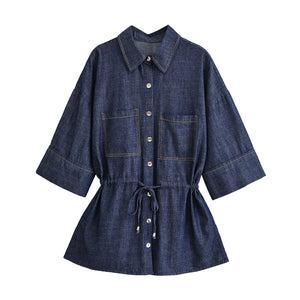 Women Clothing Autumn Denim Hunting Shirt Jeans Casual