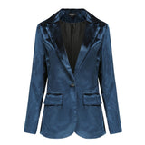 Velvet Office plus Size One Button Casual Velvet Blazer for Women