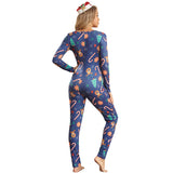 Plus Size Christmas Knitted Printed Tight Sexy Home Wear Women Jumpsuit