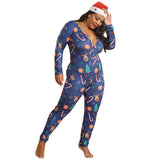 Plus Size Christmas Knitted Printed Tight Sexy Home Wear Women Jumpsuit