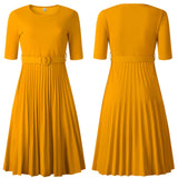 With Belt African plus Size Women Clothing High Waist Pleated Dress