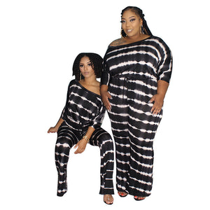 Plus Size Autumn Winter One-Piece Horn Trousers Belt Rope Jumpsuit