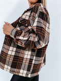 New Internet Celebrity Autumn Winter Loose Casual Retro Plaid Long Sleeve Shacket for Women Plus Size