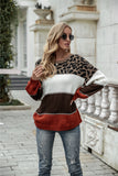 Winter Clothes Personality Sweater Women Color Block Crew Neck plus Size Pullover Loose Knit Sweater Thick
