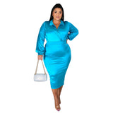 Plus Size Solid Color Fashion Casual Women Collared Lady Casual Suit Nightclub Outfit