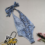 Plus Size One-piece Swimsuit Sexy Print Swimsuit Women Solid Color Swimsuit