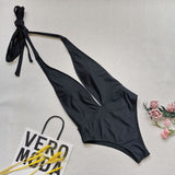 Plus Size One-piece Swimsuit Sexy Print Swimsuit Women Solid Color Swimsuit