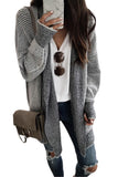 Black Plaid Knitted Long Open Front Cardigan