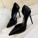 Korean Fashionable Simple Sexy Nightclubs Thinner Women Shoes Stiletto Heel Shallow Mouth Pointed Hollowed Pumps