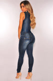 Denim Slim Fit Slimming Jumpsuit Jeans