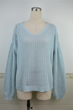 Spring Summer Women Sweater Loose Splicing Pullover Striped plus Size Knitwear