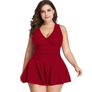 Plus Size Swimsuit Cover Belly Solid Color Printing Skirt Split Swimsuit Boxer Swimming Trunks