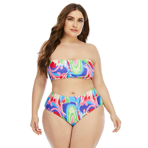 Plus Size Split Tube Top Swimsuit Woman Bikini  Size Bikini