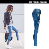 Women Clothing High Waist Slim Stretch Denim (ankle-length Pants) Washed Irregular Asymmetric Ripped Tassel