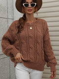 Autumn Winter Sweaters Twisted String Solid Color Loose-Fitting Plus Size round Neck Knitted Sweater for Women