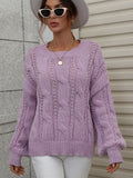 Autumn Winter Sweaters Twisted String Solid Color Loose-Fitting Plus Size round Neck Knitted Sweater for Women