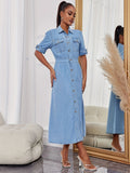 Denim Dress Street Trend Personal Casual Spring Summer Denim A line Dress for Women