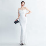 Craft Order Ostrich Feather High End Tube Top Evening Dress