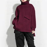 Plus Size Women Autumn Winter Turtleneck Loose Long Sleeved Bottoming Dralon Top
