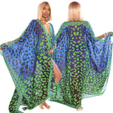 Popular Women Clothing Autumn V neck Casual Printed Jacket See through Chiffon Shirt