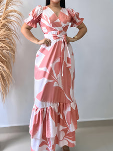 Women Casual Holiday Floral Print Short Sleeve Dress