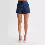 Summer Casual Sleeveless High Waist Women Denim Shorts Sets
