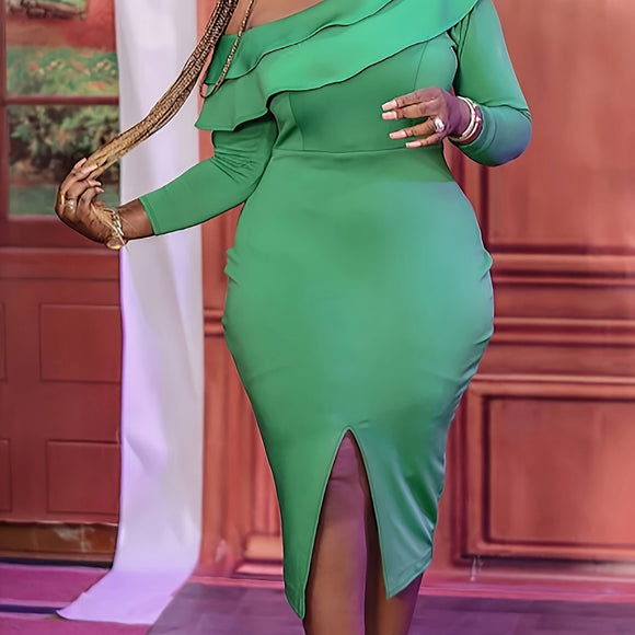 Women Solid Color plus Size Dress