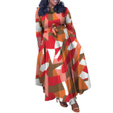Plus Size Women Clothing Autumn Winter Elegant Tied African Maxi Dress Dress