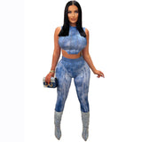 Plus Size Sexy Imitation Denim Printing Suit