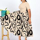 Plus Size Women Clothing Pleated African Black Swing Dress