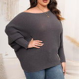 Women Pullover Woven Sweater plus Size Women Clothes Autumn Winter Sleeve Neck Shoulder Loose Sweater