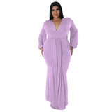 Plus Size Women Sexy Nightclub Dress Irregular Asymmetric V Neck Dress